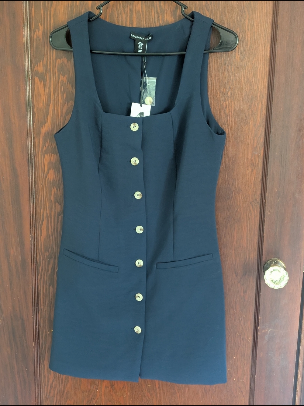 Sincerely Jules Navy Button-Front Mini Dress